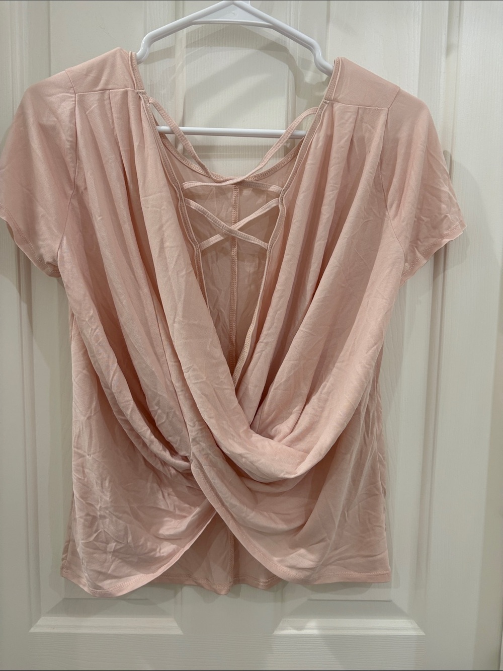 Abercrombie & Fitch Blush Pink twist back short sleeve drapey tee Top